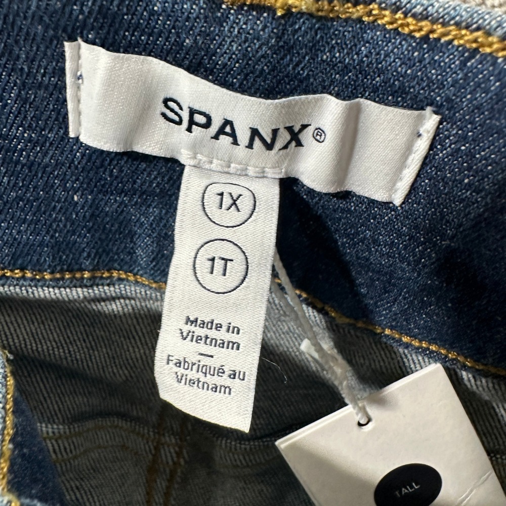 Spanx Pull On Flare Jeans Women 1X Tall Tummy Control Stretch Hi Rise Shaping - Picture 3 of 10